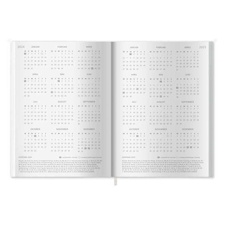 A5 Terminkalender undatiert - Klar durchs Jahr | Tagesplaner und Notizbuch für mehr Achtsamkeit | Softcover Taschenkalender Terminplaner | Weiß