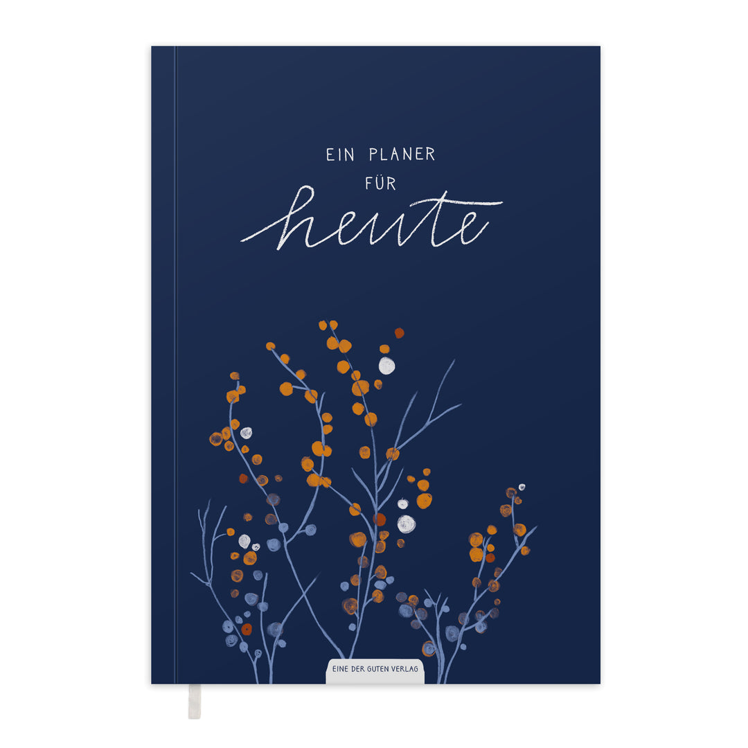 A5 Terminkalender - Kalender ohne Jahr quer | Wochenplaner und Achtsamkeit Notizbuch | Softcover Taschenkalender & Terminplaner | Blau Weiß Orange, Blumen