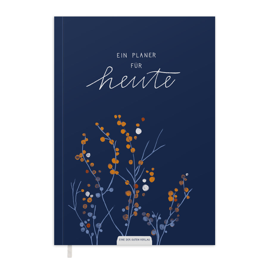 A5 Terminkalender - Kalender ohne Jahr quer | Wochenplaner und Achtsamkeit Notizbuch | Softcover Taschenkalender & Terminplaner | Blau Weiß Orange, Blumen