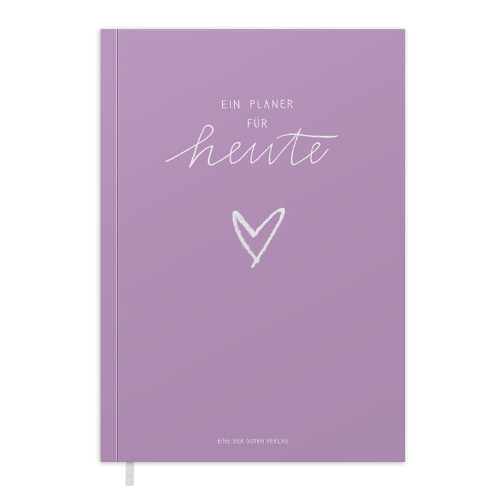 A5 Terminkalender - Kalender ohne Jahr quer | Wochenplaner und Achtsamkeit Notizbuch | Softcover Taschenkalender & Terminplaner | Violett Lila Weiß