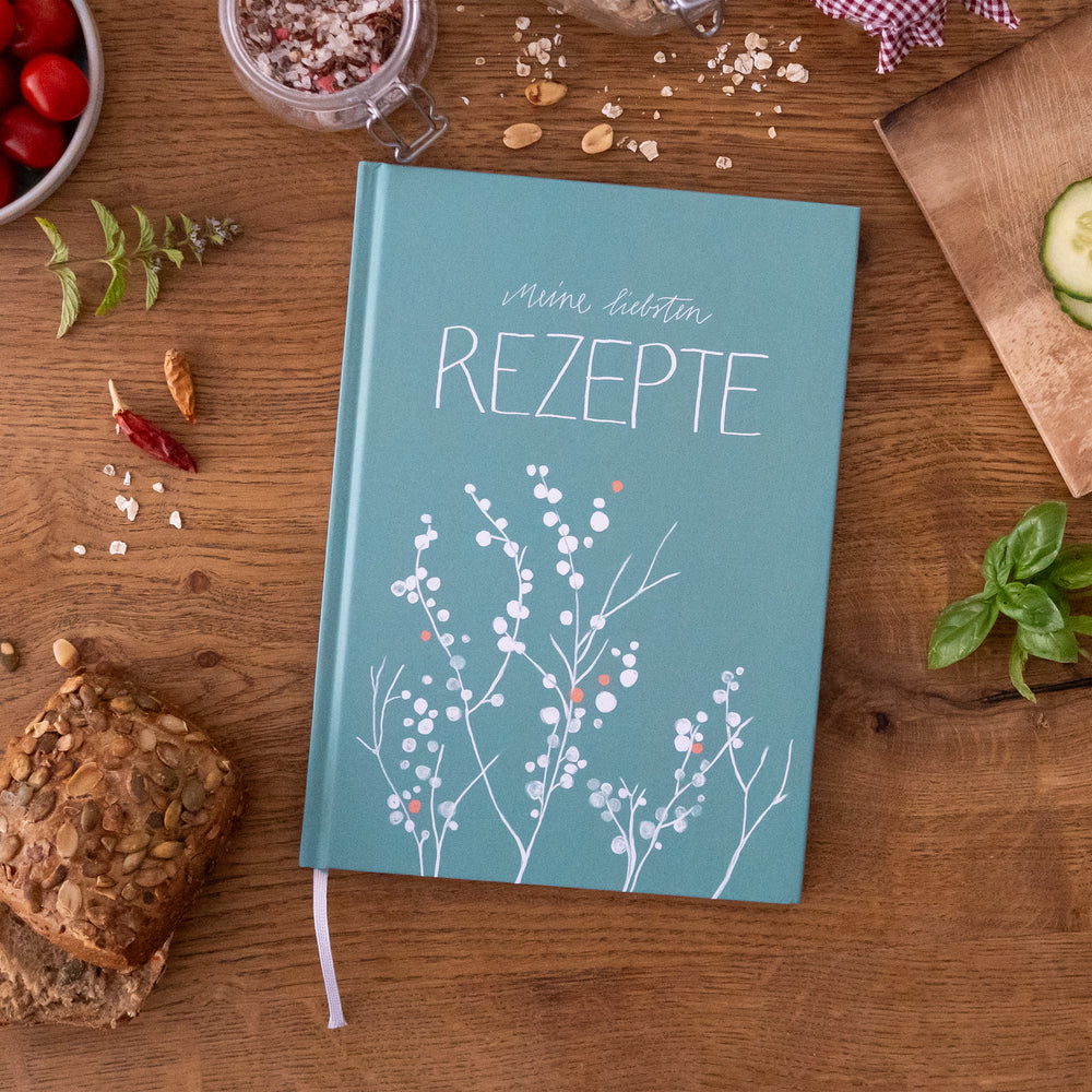 Rezeptbuch zum Selberschreiben - selbst gemacht! - DIY Kochbuch für deine besten Rezepte, Kreatives Geburtstagsgeschenk, Mint, Hardcover, 17x24 cm
