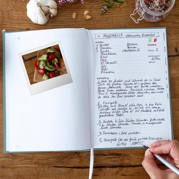 Rezeptbuch zum Selberschreiben - selbst gemacht! - DIY Kochbuch für deine besten Rezepte, Kreatives Geburtstagsgeschenk, Mint, Hardcover, 17x24 cm