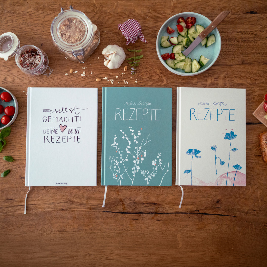Rezeptbuch zum Selberschreiben - selbst gemacht! - DIY Kochbuch für deine besten Rezepte, Kreatives Geburtstagsgeschenk, Mint, Hardcover, 17x24 cm