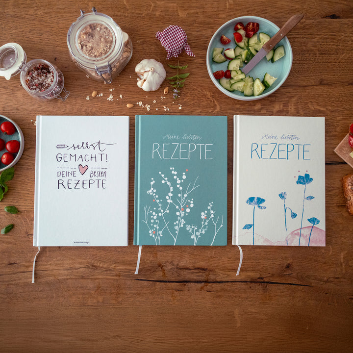Rezeptbuch zum Selberschreiben - selbst gemacht! - DIY Kochbuch für deine besten Rezepte, Kreatives Geburtstagsgeschenk, Mint, Hardcover, 17x24 cm