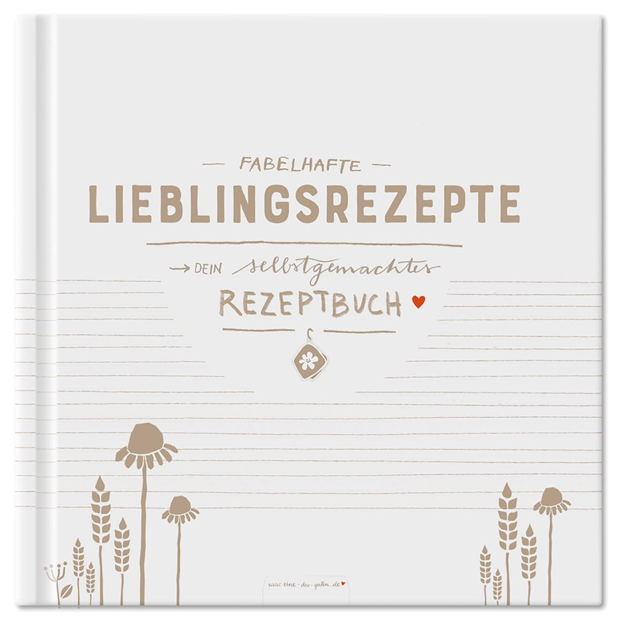 Rezeptbuch zum Selberschreiben | Blanko Kochbuch für 80 fabelhafte Lieblingsrezepte | Vintage Design in Weiß Grau Beige | Premium Hardcover, 21x21 cm