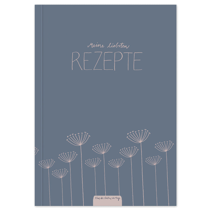 Rezeptbuch A5 zum Selberschreiben - Meine liebsten Rezepte | DIY Kochbuch, Backbuch, Geschenkidee | Blau Rosa Blumen Design, FSC Papier, Softcover