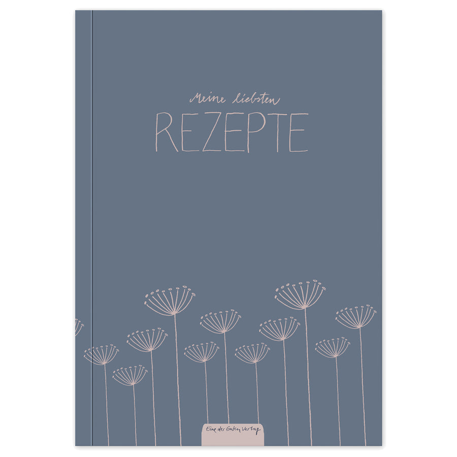 Rezeptbuch A5 zum Selberschreiben - Meine liebsten Rezepte | DIY Kochbuch, Backbuch, Geschenkidee | Blau Rosa Blumen Design, FSC Papier, Softcover