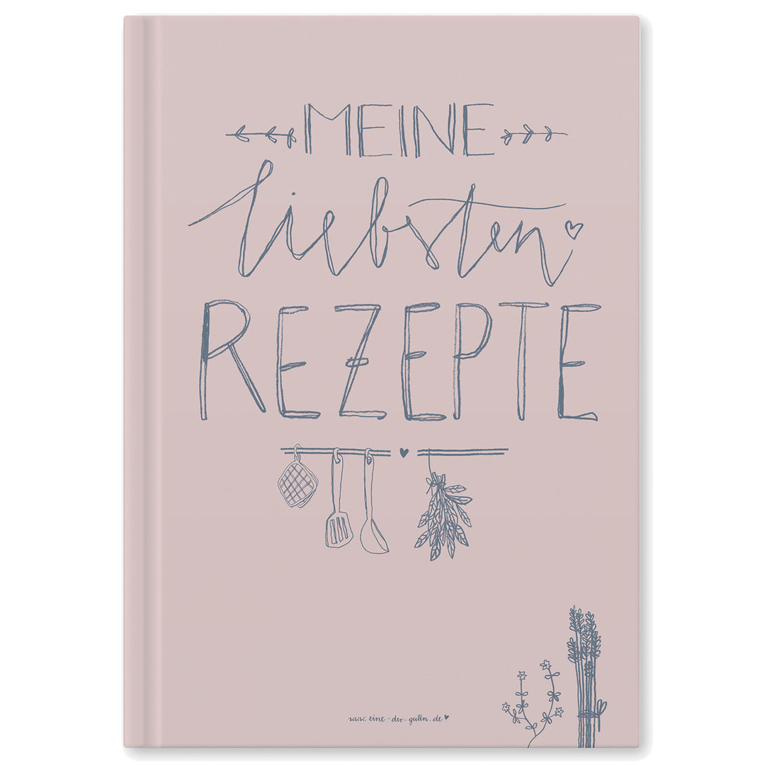 Rezeptbuch A4 zum Selberschreiben - Meine liebsten Rezepte | DIY Kochbuch, Backbuch, Geschenkidee | Design in Rosa Blau,  FSC Papier, Hardcover