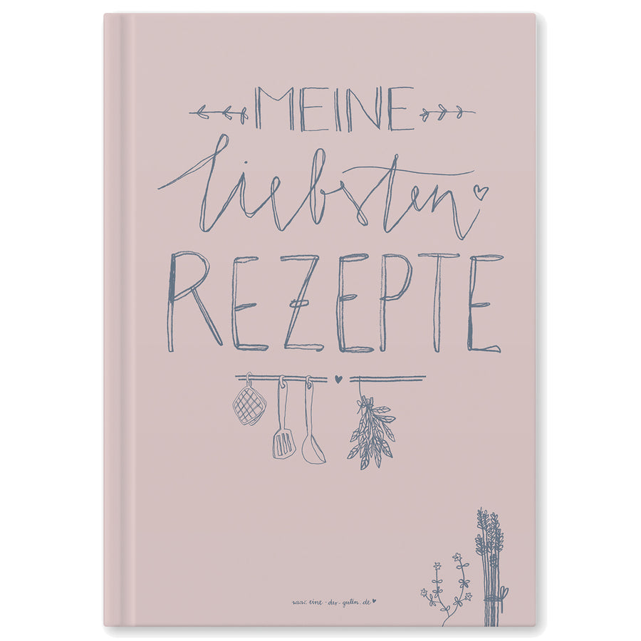 Rezeptbuch A4 zum Selberschreiben - Meine liebsten Rezepte | DIY Kochbuch, Backbuch, Geschenkidee | Design in Rosa Blau,  FSC Papier, Hardcover