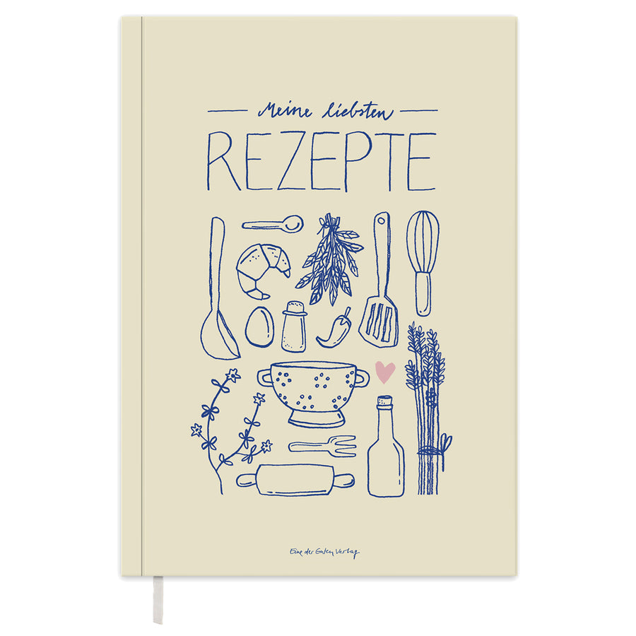 Rezeptbuch A5 zum Selberschreiben - Meine liebsten Rezepte | DIY Kochbuch, Backbuch, Geschenkidee | Gelb Blau Rosa Küchen Design, FSC Papier, Softcover