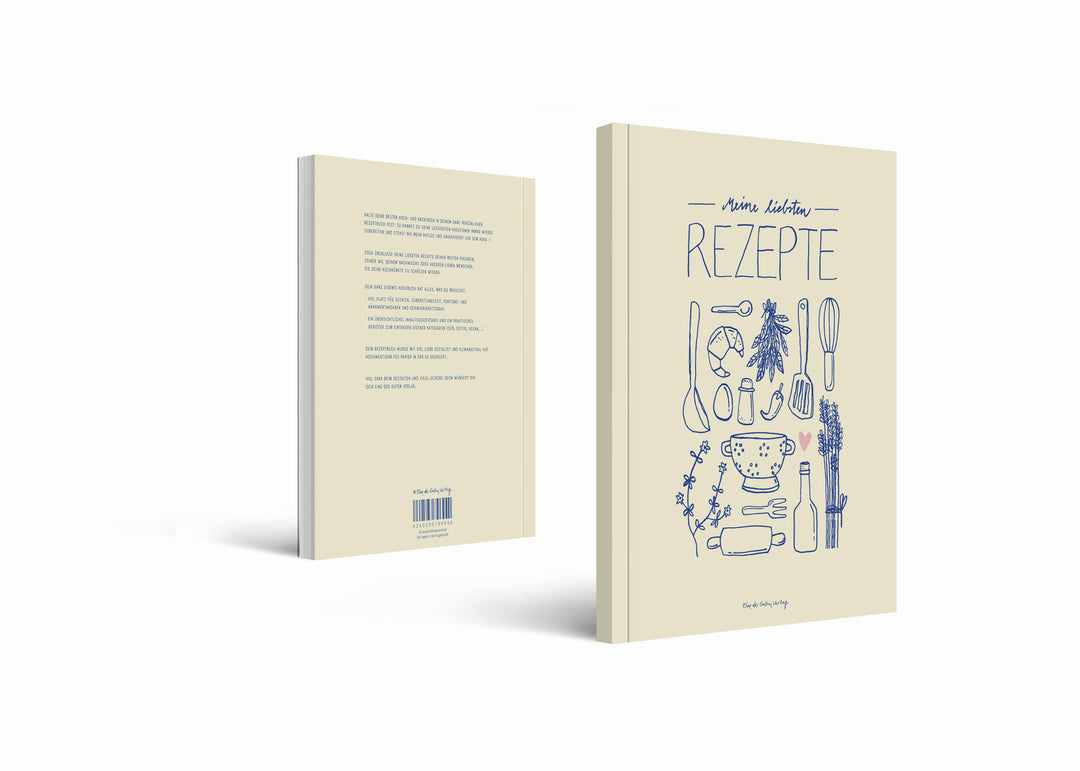 Rezeptbuch A5 zum Selberschreiben - Meine liebsten Rezepte | DIY Kochbuch, Backbuch, Geschenkidee | Gelb Blau Rosa Küchen Design, FSC Papier, Softcover