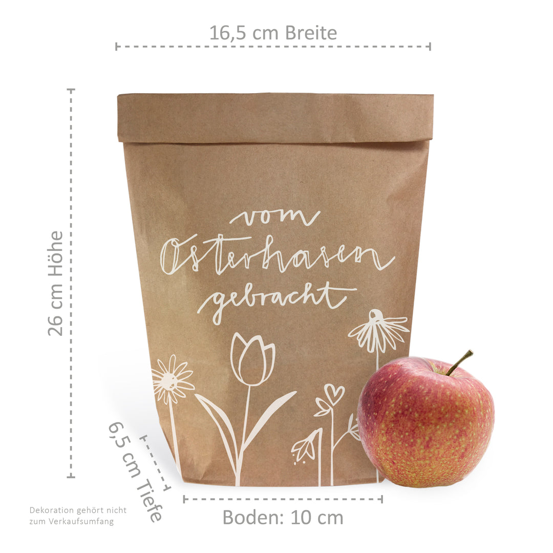 Ostertüten Set - vom Osterhasen gebracht - 12 bedruckte Kraftpapiertüten als Osternest Alternative, Geschenktüten für Ostergrüße, Geschenke & Giveaways, 14,5 x 26 cm