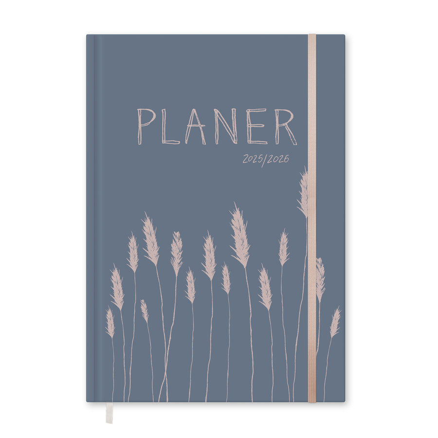 A5 Terminkalender – Studienplaner 2025 2026 | 18 Monate Wochenplaner mit Gummiband | Hardcover Taschenkalender & Terminplaner | Blau Rosa