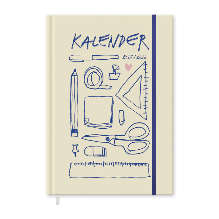 A5 Terminkalender – Studienplaner 2025 2026 | 18 Monate Wochenplaner mit Gummiband | Hardcover Terminplaner im Spalten-Layout | Gelb Blau Rosa