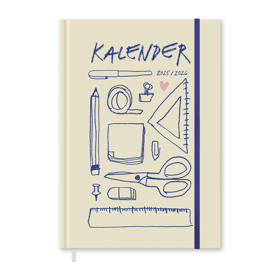 A5 Terminkalender – Studienplaner 2025 2026 | 18 Monate Wochenplaner mit Gummiband | Hardcover Terminplaner im Spalten-Layout | Gelb Blau Rosa