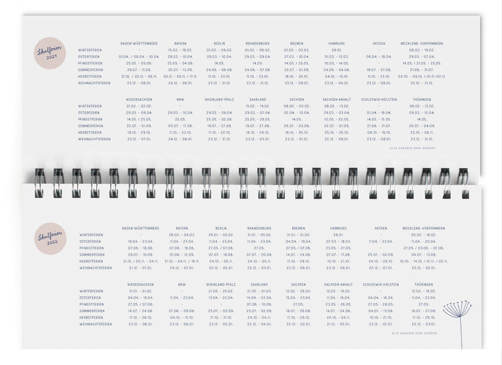 Tischkalender undatiert im Vintage Design | Ein ganzes Jahr | Querformat, blau rosa, umweltfreundlich aus FSC-Papier | Wochenplaner & Terminplaner