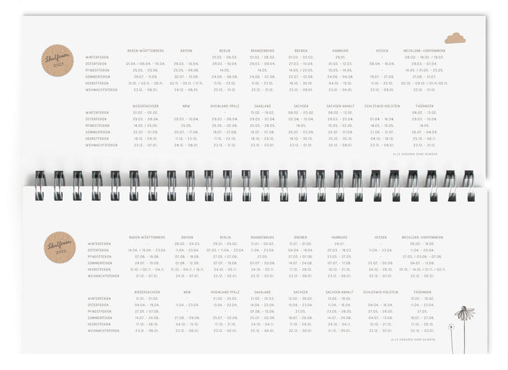 Tischkalender immerwährend im Vintage Design | Ein ganzes Jahr | Querformat, Weiß, umweltfreundlich aus FSC-Papier | Wochenplaner & Terminplaner