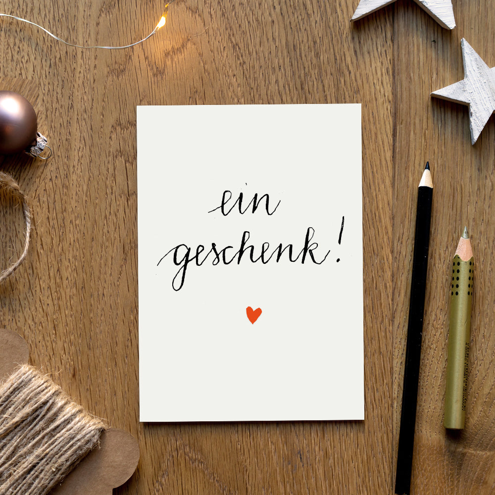 Weihnachtskarten - ein Geschenk! | Recyclingpapier Postkarten für Geburtstagsgrüße, Geschenkgutschein, Geldgeschenk | Kalligrafie Design