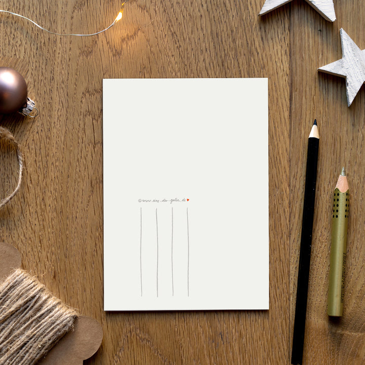 Weihnachtskarten - vom Nikolaus gebracht! | Recyclingpapier Postkarten | schlichtes Kalligrafie Design | Weiß Schwarz