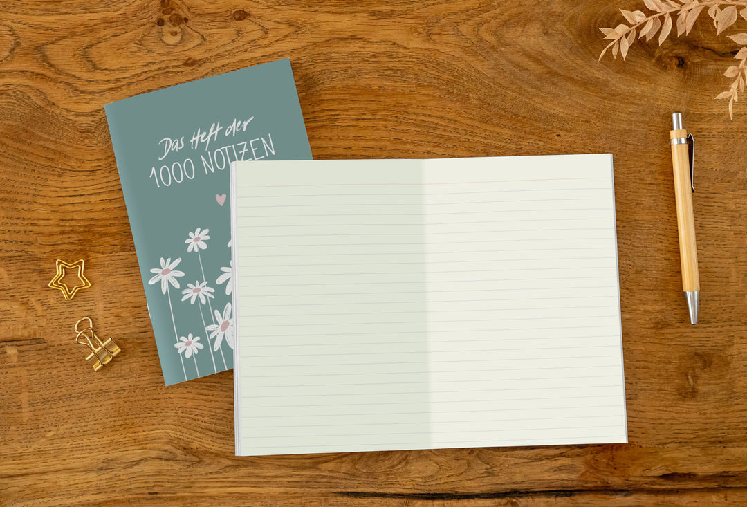 A5 Notizheft aus Recyclingpapier in Mint für Alltag und Uni