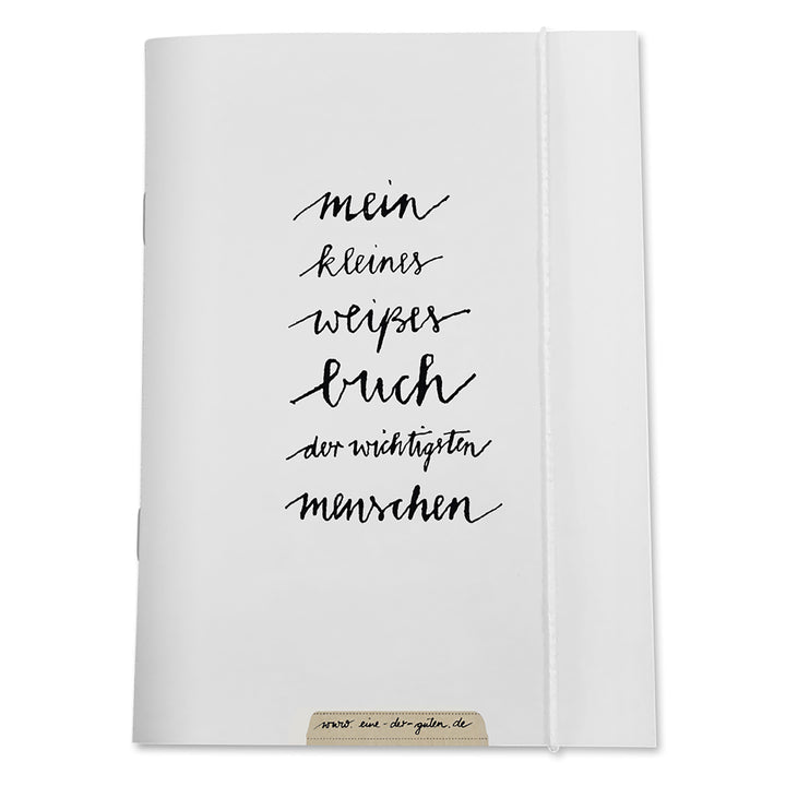 Adressbuch, Mein kleines, weißes Buch der wichtigsten Menschen, Adressheft, praktisches Notizbuch mit Register, Weiß, Kalligrafie