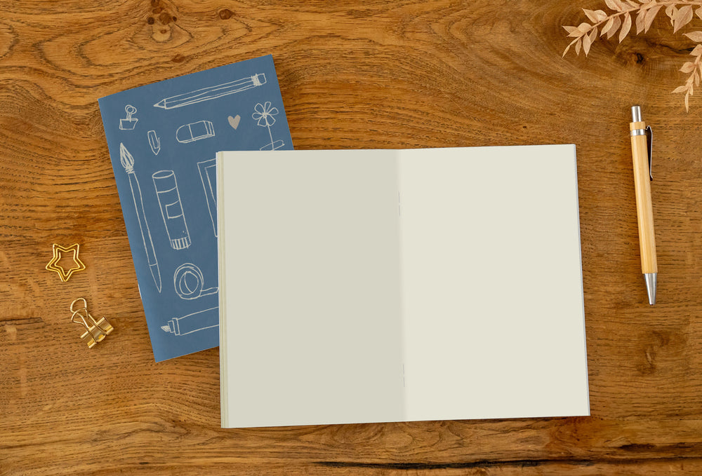 notizheft a5 blau blanko