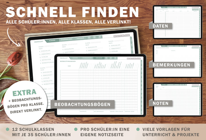 Digitaler Grundschulplaner 2026/2027 – Lehrerplaner PDF Grundschule für iPad & GoodNotes – Greige Rosa Mint