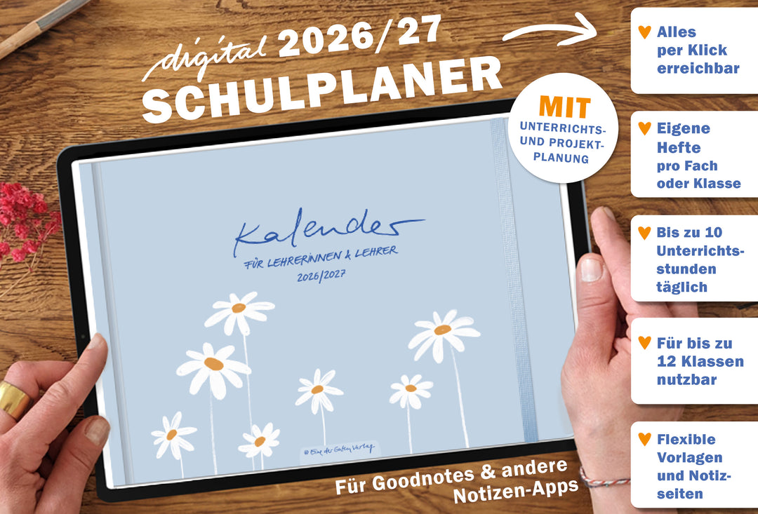 Lehrerkalender digital 2026 2027 Hellblau | digitaler Lehrerplaner für Unterrichtsvorbereitung & Planung | Schulplaner im Querformat, Schuljahr 26/27
