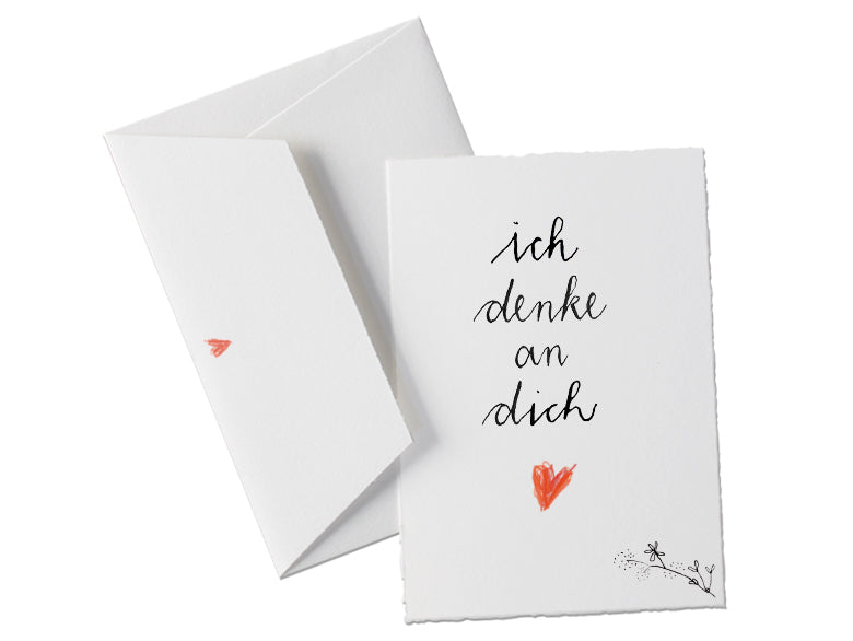 Ich denke an dich -  Trauerkarte oder Motivation Grußkarte mit Umschlag zur Prüfung, Abschied u. a. wichtigen Lebensabschnitten, Büttenpapier