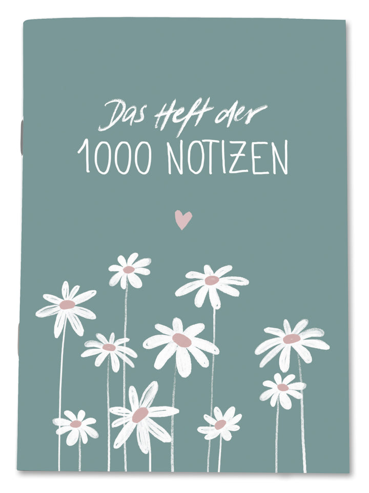 Notizheft A5 mintgrün mit Blumen und Titel für tägliche Listen