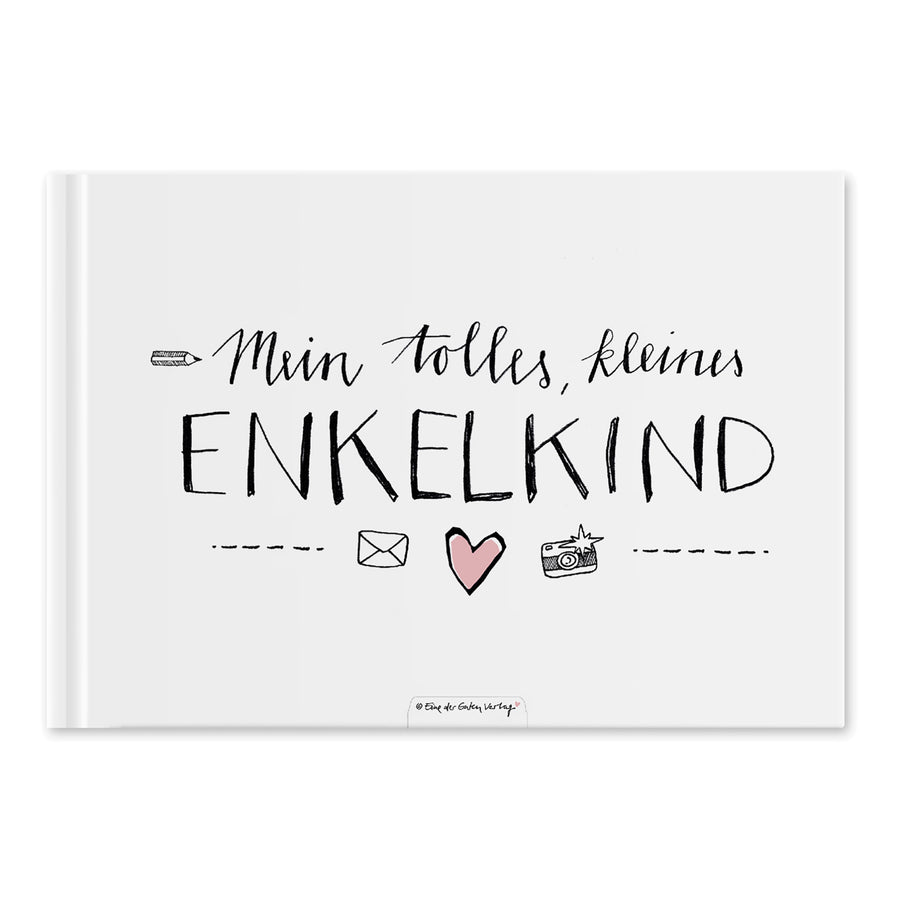 Enkelbuch - Mein tolles, kleines Enkelkind - A5 Babytagebuch und Erinnerungsalbum für Oma und Opa, Hardcover weiß rosa, 60 S. Recyclingpapier