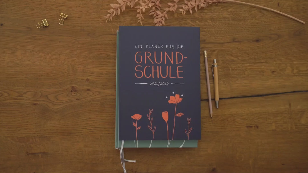 Lehrerkalender 2025 2026 | A4 Grundschulplaner Softcover für Schuljahr Planung | 1 Doppelseite pro Woche | klimaneutral, blau rosa