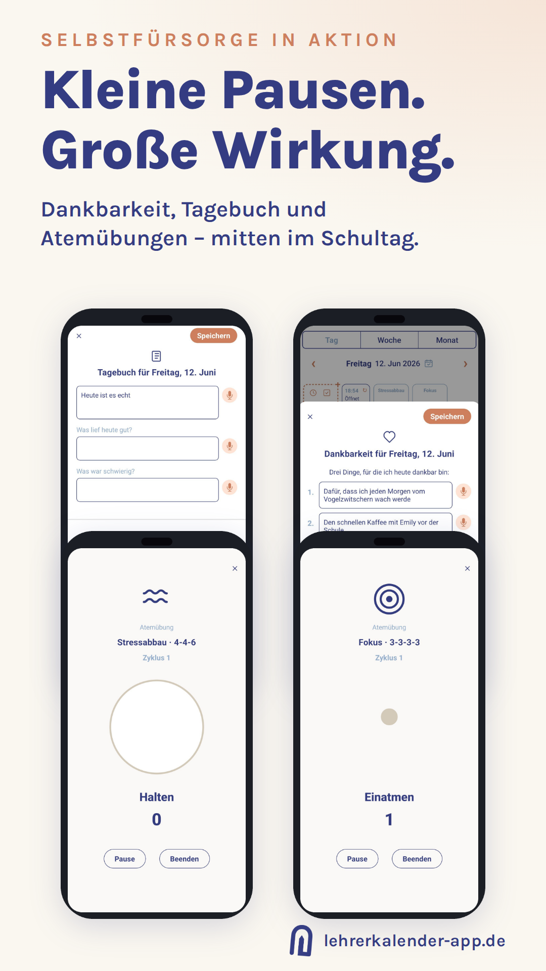 Selbstfürsorge in der Lehrerkalender App