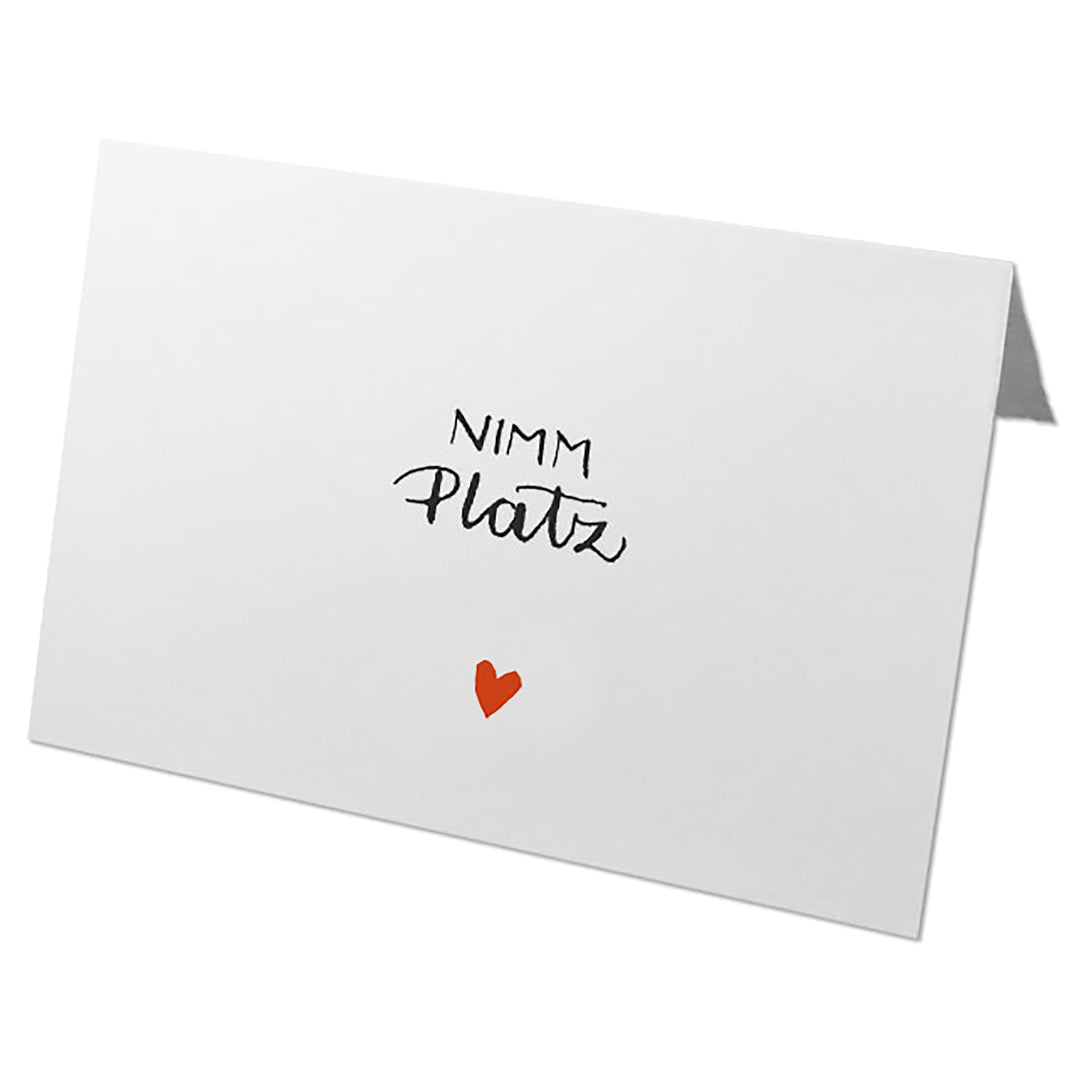 Tischkarten Weiß | zeitlos schönes Kalligrafie Design mit Herz | Namenskarten als Tischdeko und Sitzordnung für Hochzeit, Geburtstag, Familienfeier