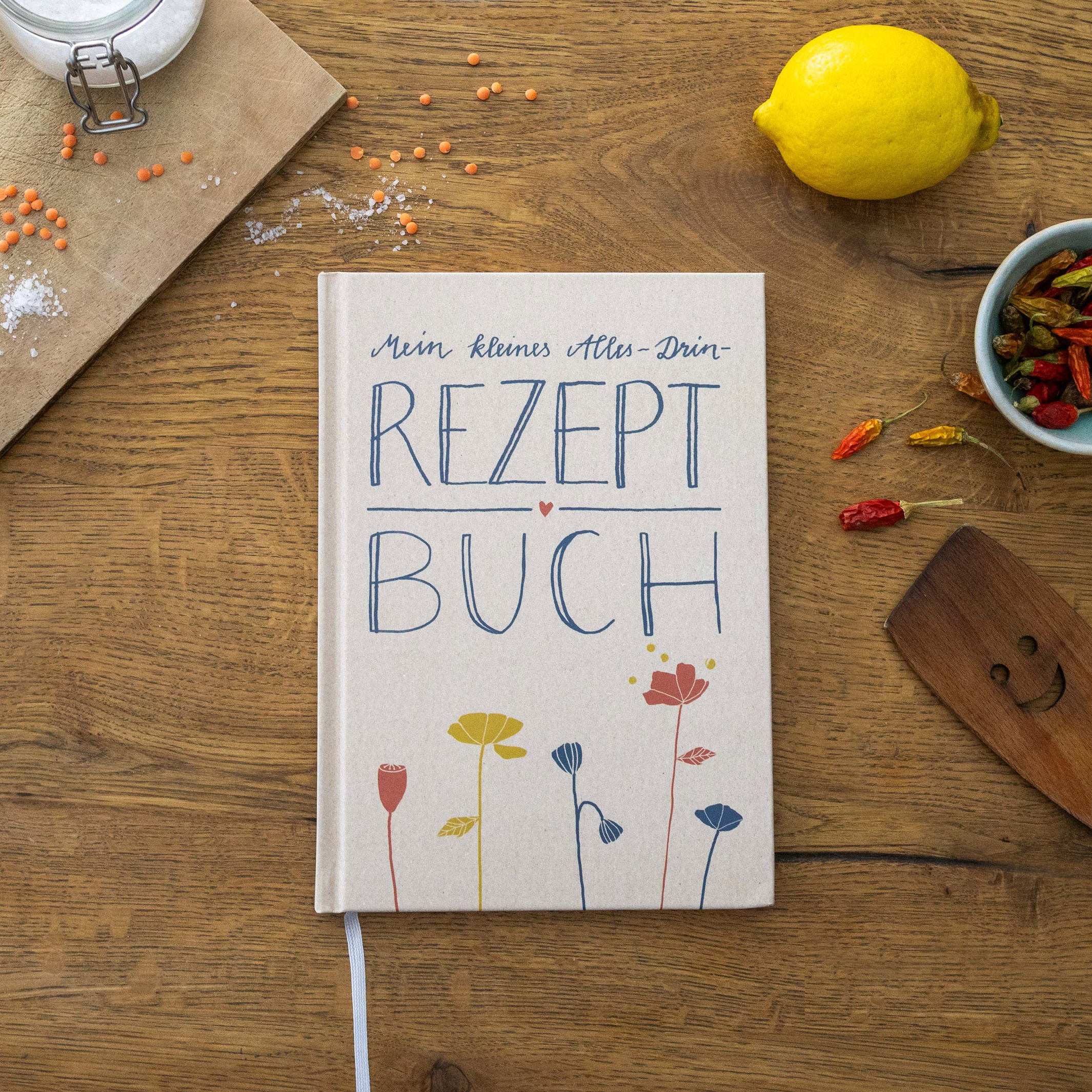 Rezeptbuch zum selbst gestalten, Vintage Design in Rosa Blau