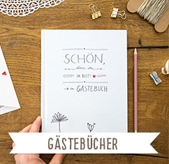 Design Gästebücher für schöne Erinnerungen an Hochzeit, Geburtstag, Familienfeier und zum Auslegen in der Ferienwohnung