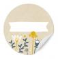 Preview: 24 freitext Etiketten zum selbst beschriften, Creme Blau Weiß mit Blumen