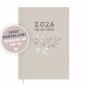 Preview: Kalender 2026 creme weiß rosa mit Hilfestellungen für mehr Achtsamkeit