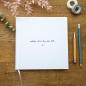 Preview: Hochzeitsgästebuch quadratisch, Weiß mit Schriftzug im Handlettering Design, Hardcover Gästebuch