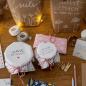 Preview: Marmeladendeckchen klein für Hochzeit Gastgeschenke - Weiß Rot im Herzen Design