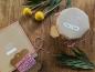 Preview: Marmeladendeckchen für Dankeschön Gastgeschenke im Schultafel Design, Beige Weiß Rot