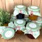 Preview: Marmeladendeckchen für Dankeschön Gastgeschenke im floralen folklore Design, Grün Weiß Gelb