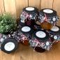 Preview: Marmeladendeckchen für Dankeschön Gastgeschenke im floralen folklore Design, Schwarz Weiß Rot