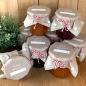 Preview: Marmeladendeckchen für Dankeschön Gastgeschenke im floralen vintage Design, Beige Weiß