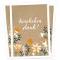 Preview: Herzlichen dank! Dankeskarten mit Blumen, Beige Weiß Bunt, Design Postkarten