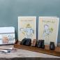 Preview: Grußkarte zum Schulanfang für Mädchen Beige Blau