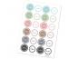Preview: 24 matte Etiketten für selbstgemachten Likör, Pastell Mix im schönen Tusche Design für Likör, Schnaps, Selbstgebranntes, als Gastgeschenk zur Hochzeit, Mitbringsel, Geschenk, 4mm rund