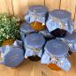 Preview: Marmeladendeckchen frohe Ostern, modernes Blumen Design in Blau Rosa
