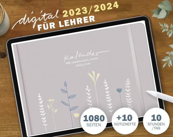 Lehrerkalender digital 2023 2024, Planungshelfer fürs Tablet zur Unterrichtsvorbereitung und Schuljahr Planung
