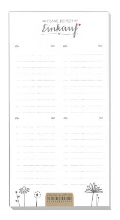 Einkaufszettel-Block - Einkaufslisten Notizblock, 50 Blatt Design Abreißblock, Weiß Beige, klimaneutral produziert, für Küche, Büro, Familie und WG